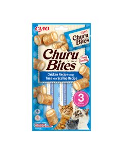 Inaba Churu Bites Λιχουδιές Γάτας με Κοτόπουλο, Τόνο & Χτένια 30gr