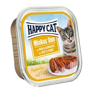 Happy Cat Duo Πατέ Βοδινό & Κουνέλι 100gr