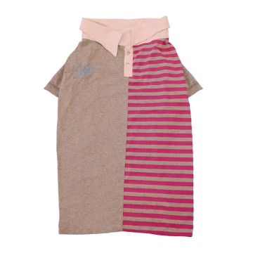 Pet Μπλούζα Σκύλου Ριγέ Γκρι-Ροζ S 50cm